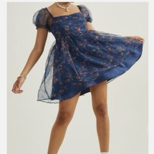 Altard'd State Organza Puff Sleeve Babydoll Dress Size M